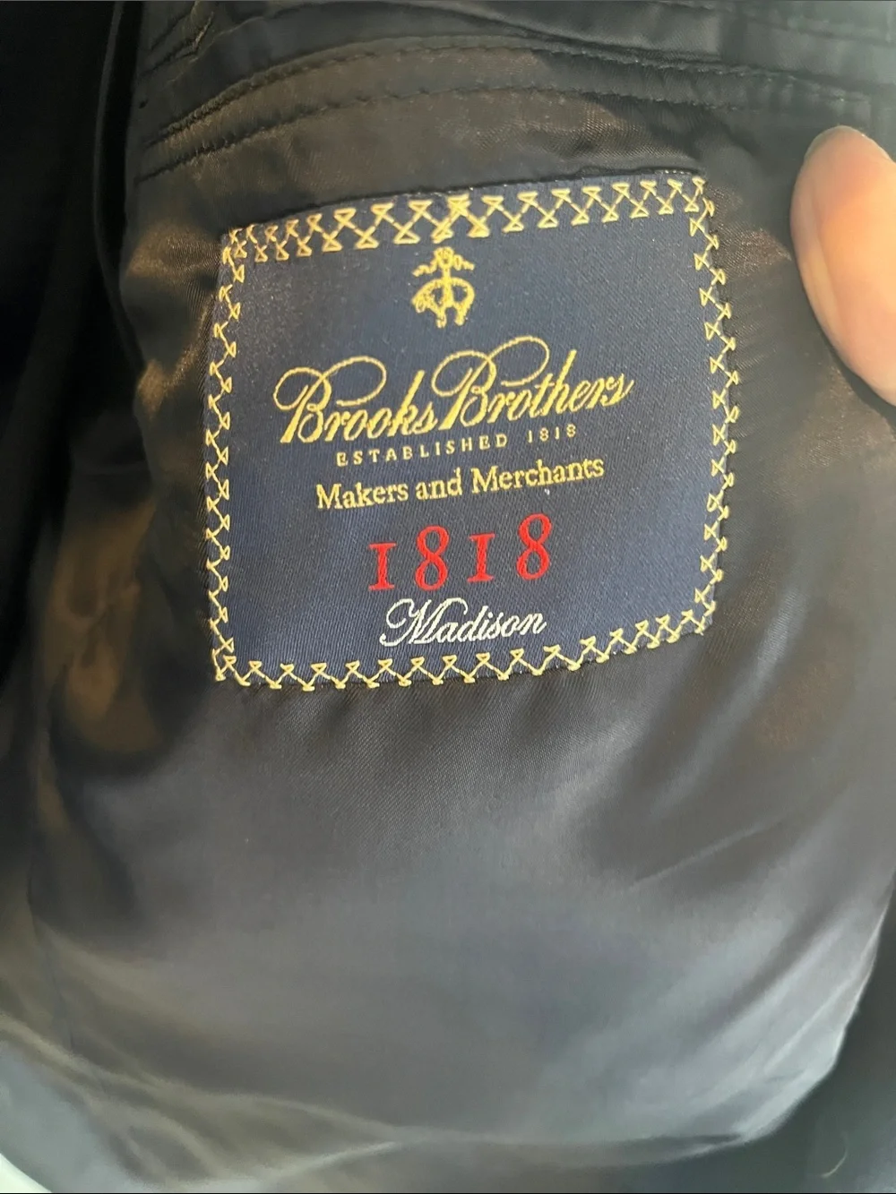 Brooks Brother Blazer 43R Men's Navy Blazer with Gold Buttons